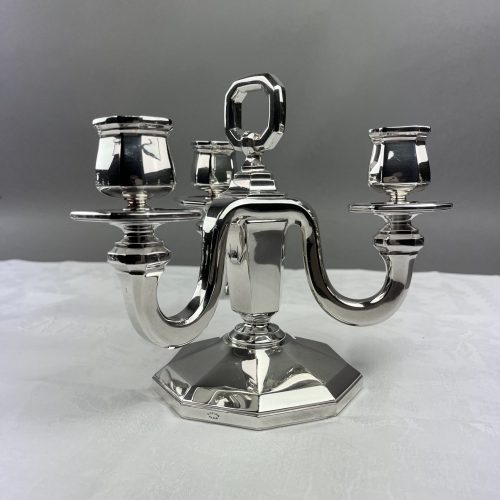 Paire de bouts de table en bronze argenté, d&rsquo;époque art déco